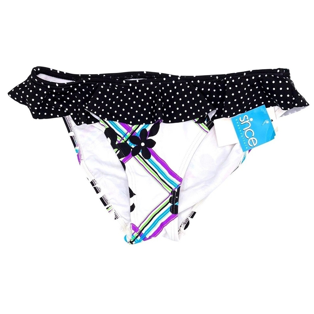 Snoce Beach‎ Culture Bikini Bottom Large NWT Ruffle Polka Dot Floral Swim Bottom